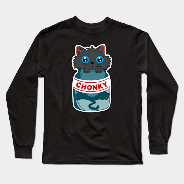 Cute Chonky Cat Stuck in a Chonky Jar Long Sleeve T-Shirt by MulletHappens